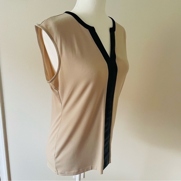 Calvin Klein Vintage Faux Leather Sleeveless Tank Women Top - Size S Blouse - Picture 6 of 11